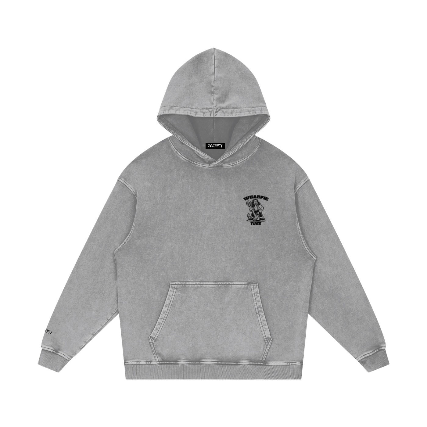WHARFIE TIME - Snow Washed Loose Cotton Hoodie - Image 6
