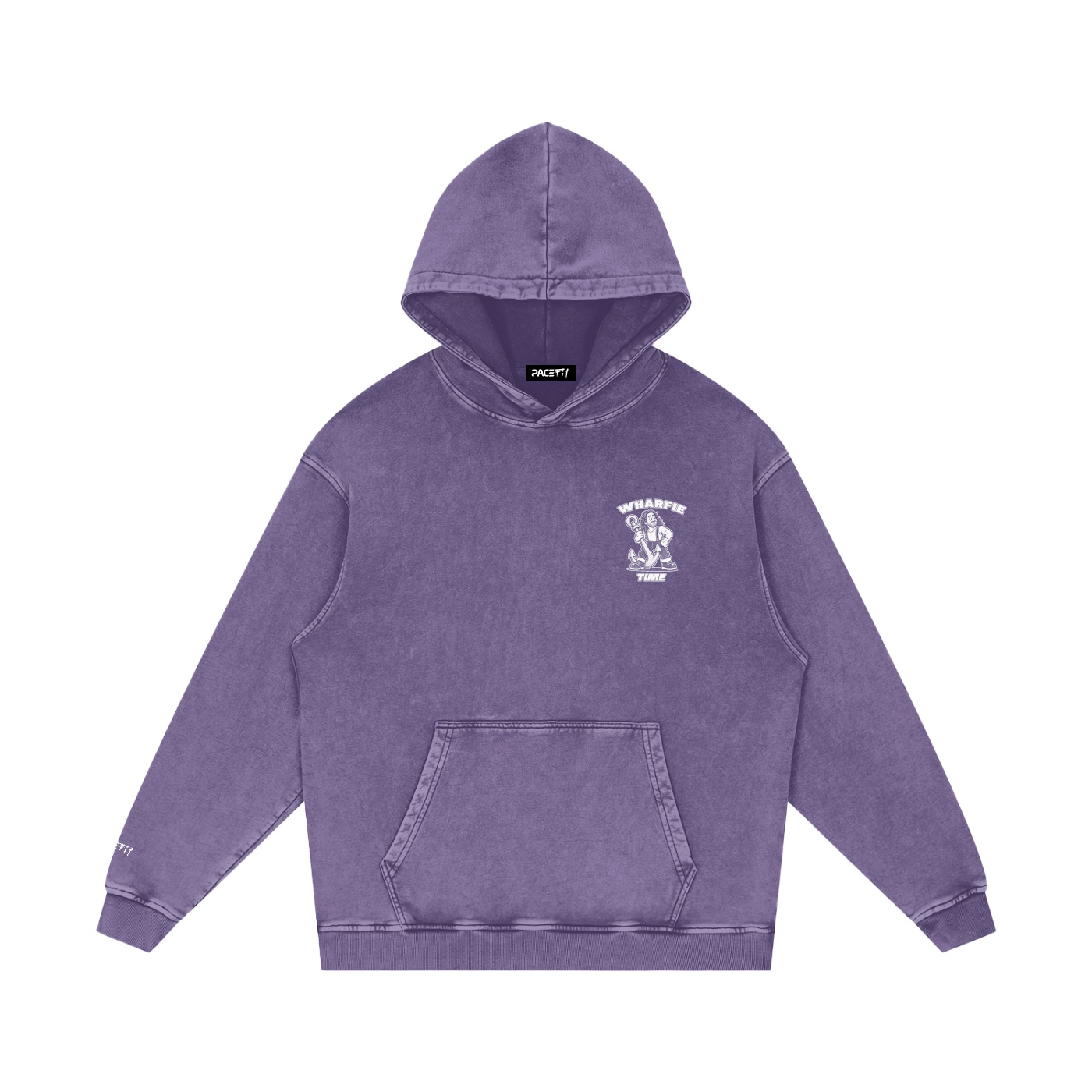 WHARFIE TIME - Snow Washed Loose Cotton Hoodie - Image 5
