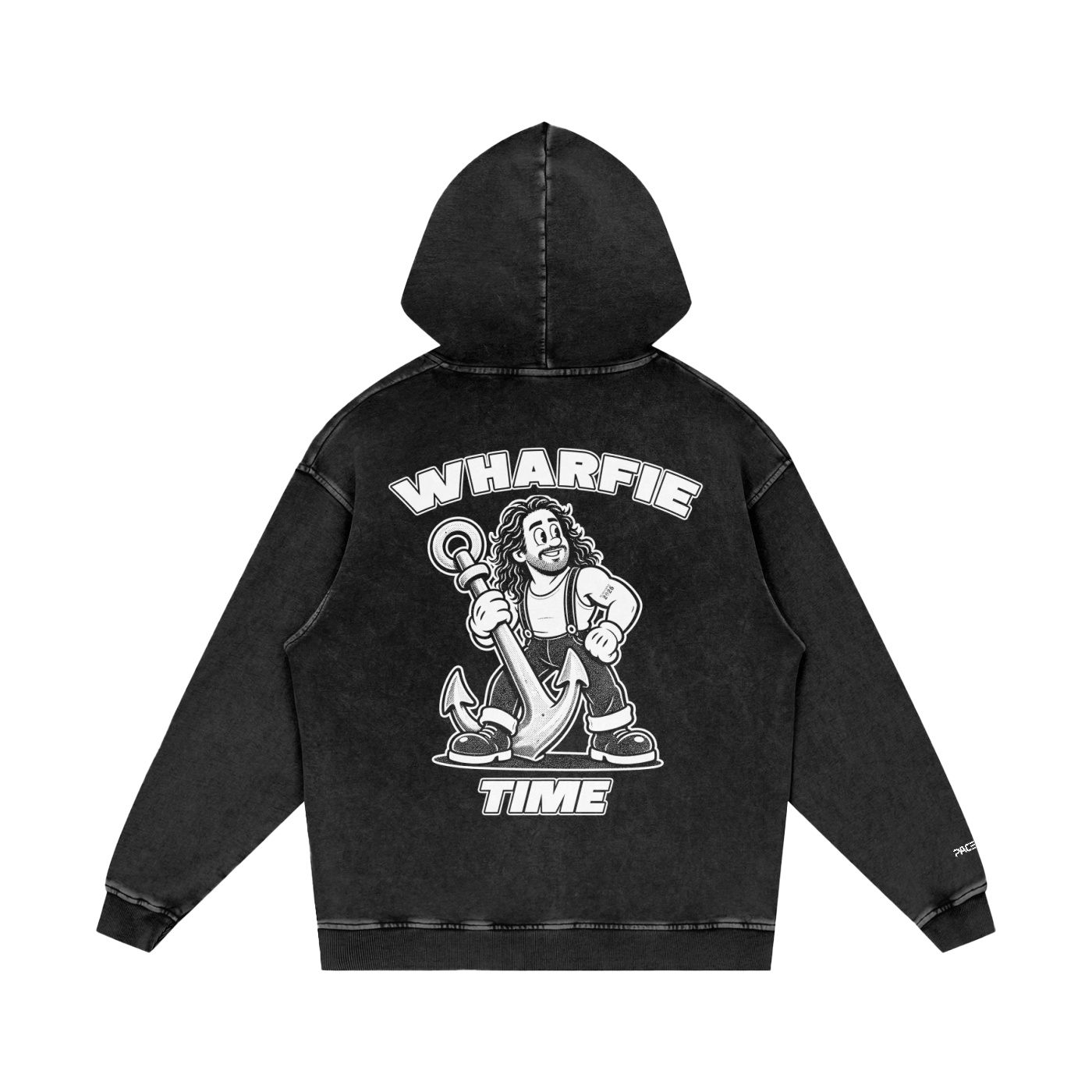 WHARFIE TIME - Snow Washed Loose Cotton Hoodie - Image 4