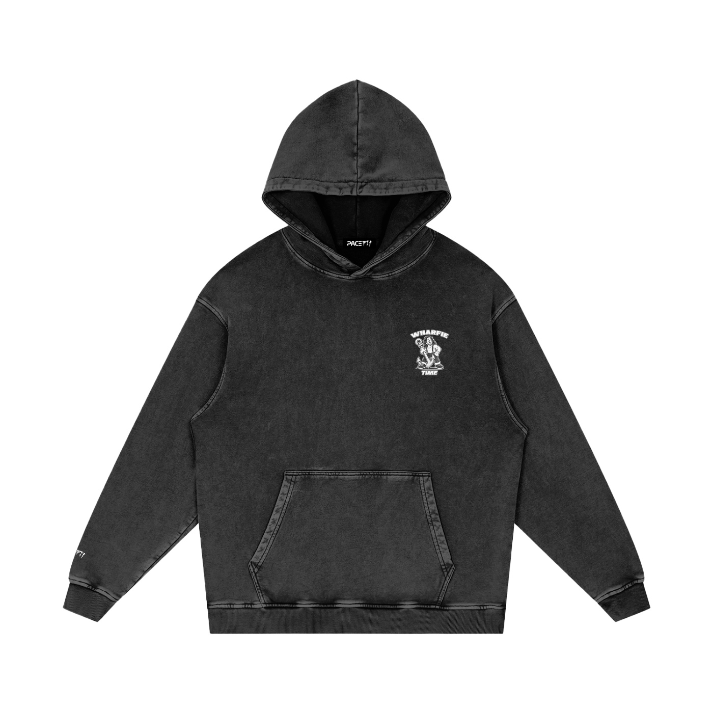 WHARFIE TIME - Snow Washed Loose Cotton Hoodie - Image 3