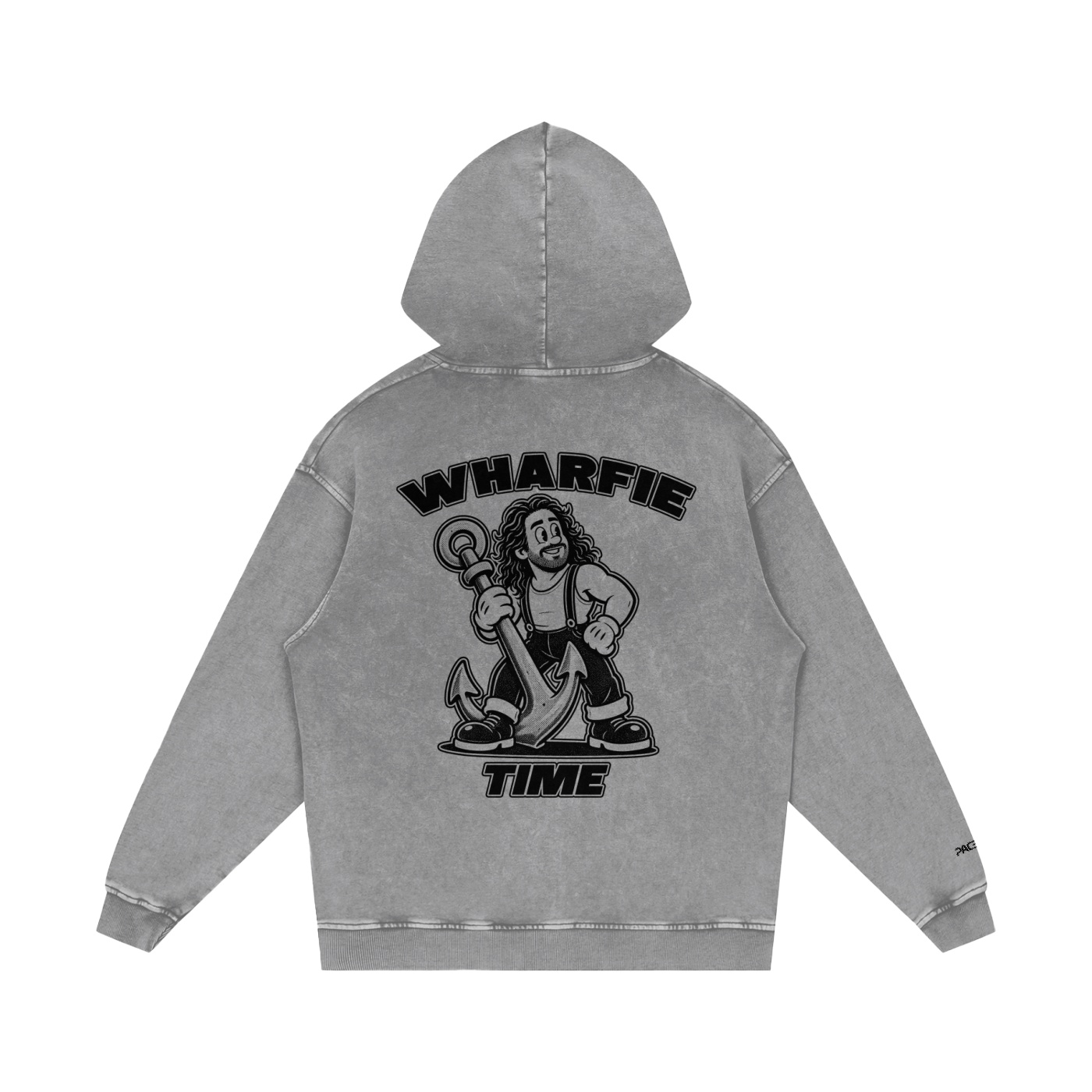 WHARFIE TIME - Snow Washed Loose Cotton Hoodie - Image 2