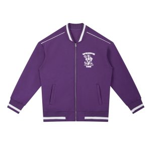 WHARFIE TIME - Contrast Piping Zip Up Bomber Jacket