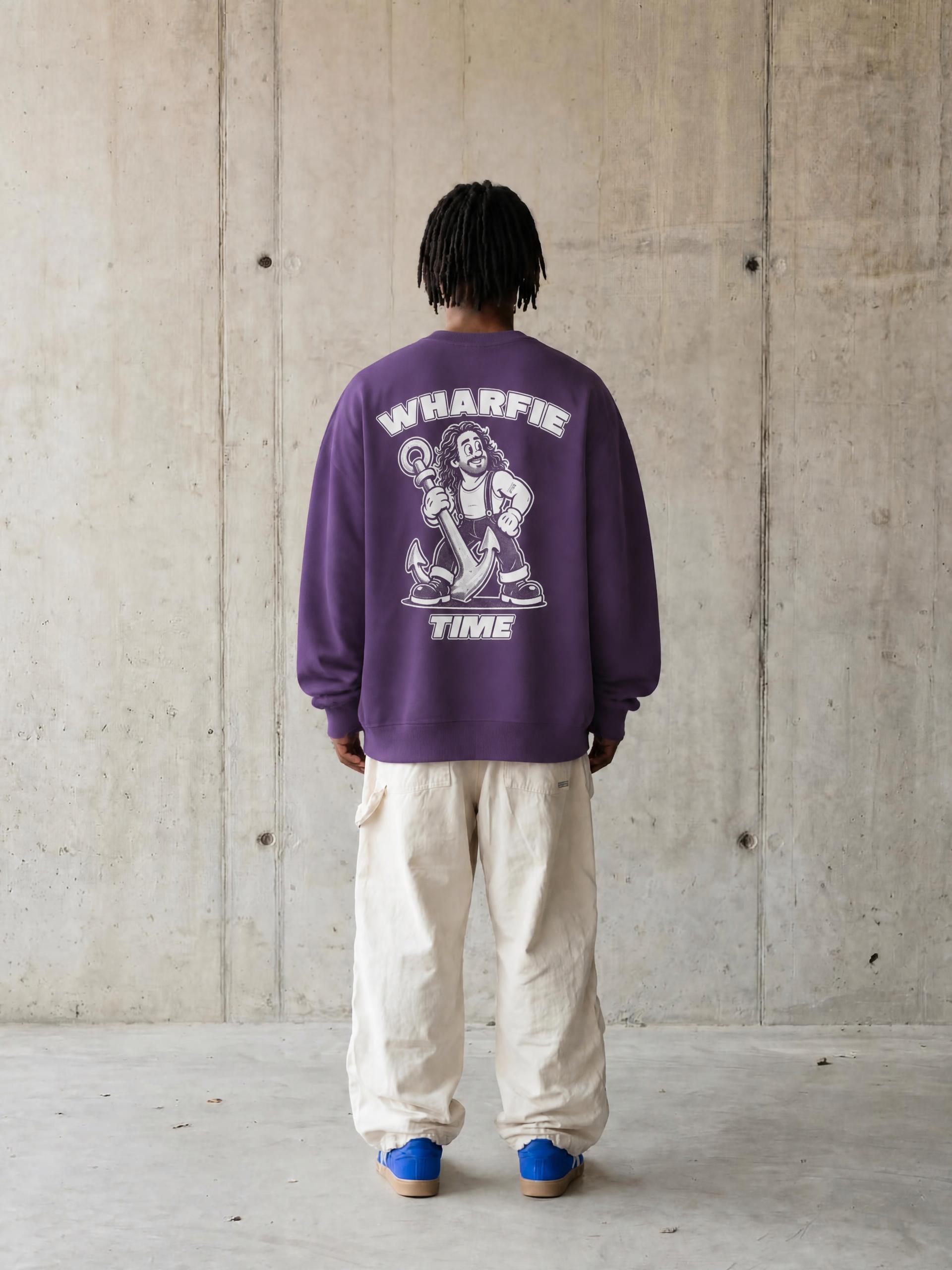 WHARFIE TIME - Oversized Crewneck Taped Sweatshirt - Image 3